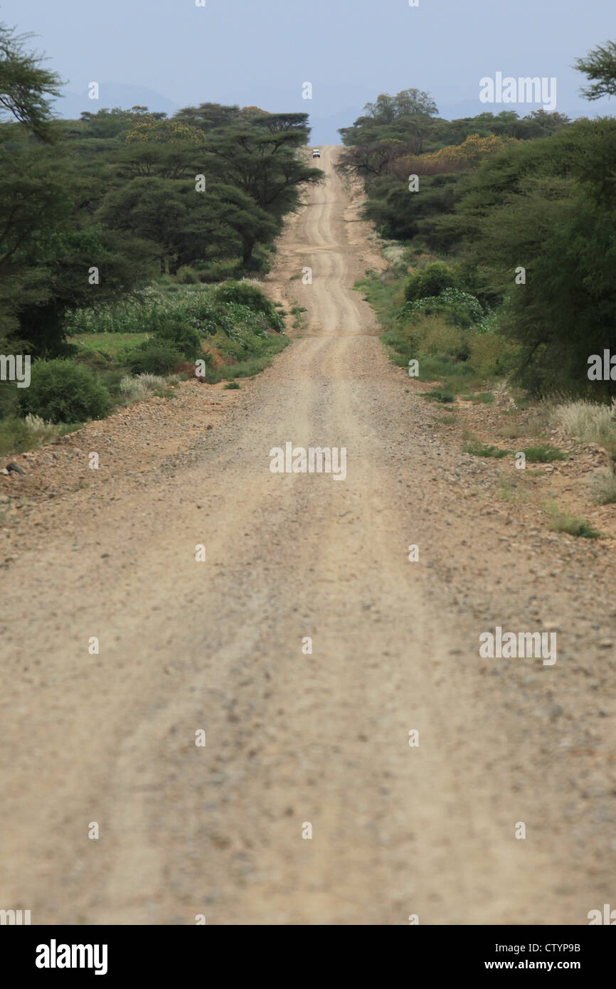 endlose Straße in Afrika Stockfoto