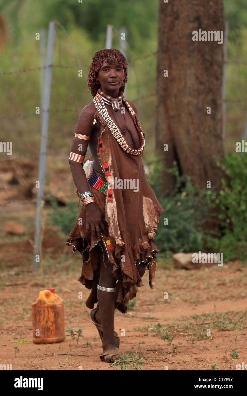 Hamar Frau, Omo-Tal, Äthiopien Stockfoto