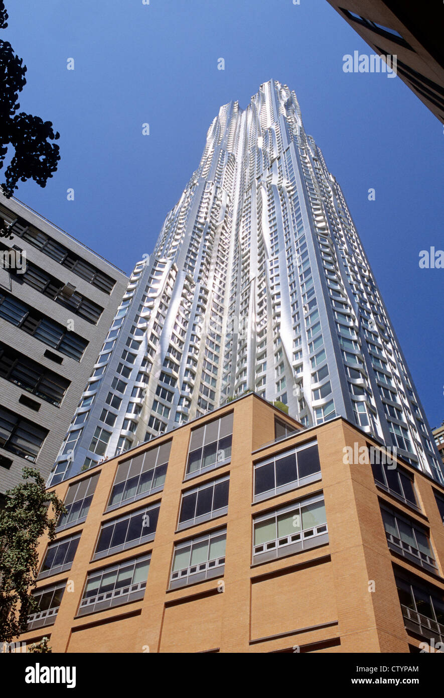 Frank Gehry 8 Spruce Street Building Beekman Tower New York City Lower Manhattan Wohnhochhaus. Stockfoto
