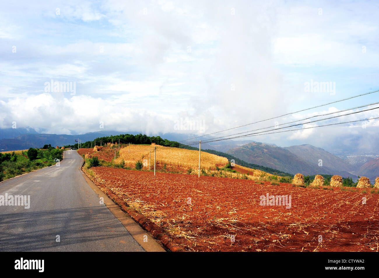 Dongchuan, Yunnan Laterit Terrassen, Stockfoto