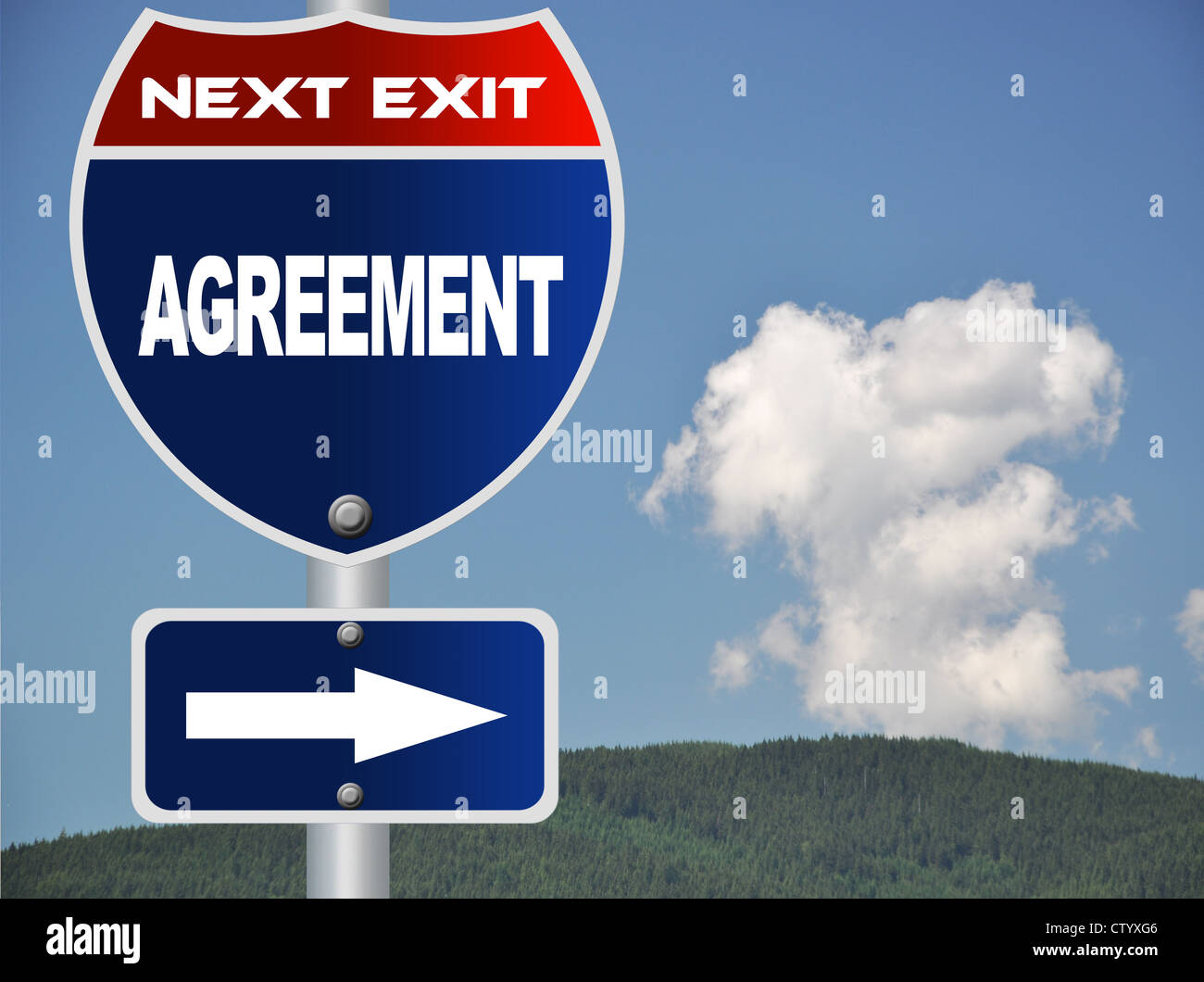 Vereinbarung-Straßenschild Stockfoto