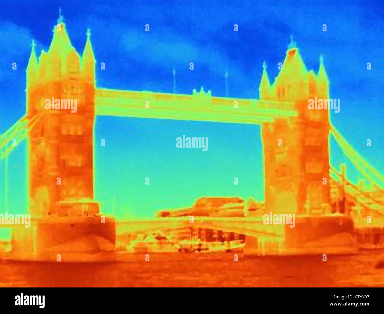 Wärmebild der Tower Bridge Stockfoto