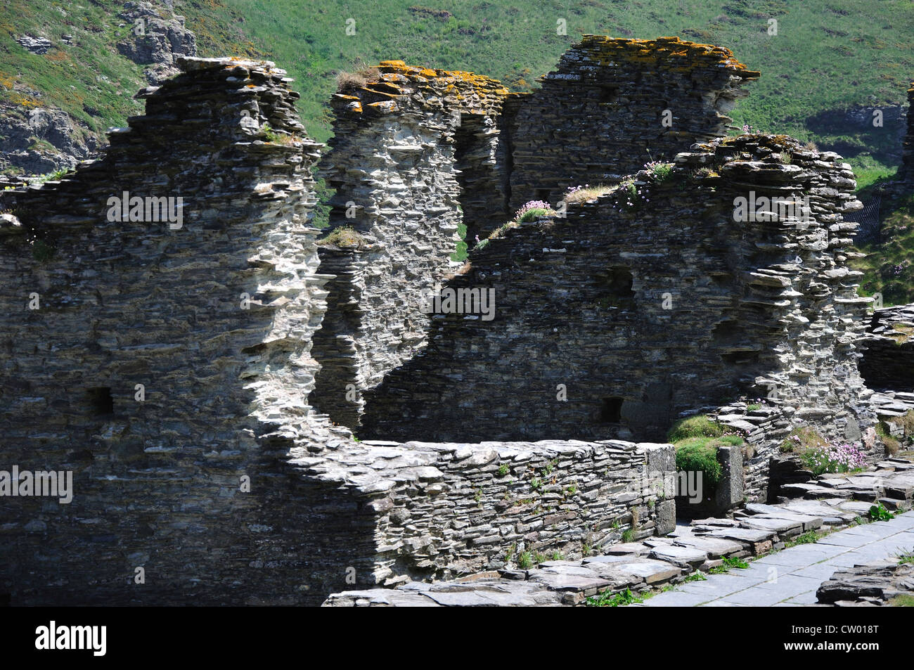 Ein Blick auf die alte Festung Tintagel Castle UK Stockfoto