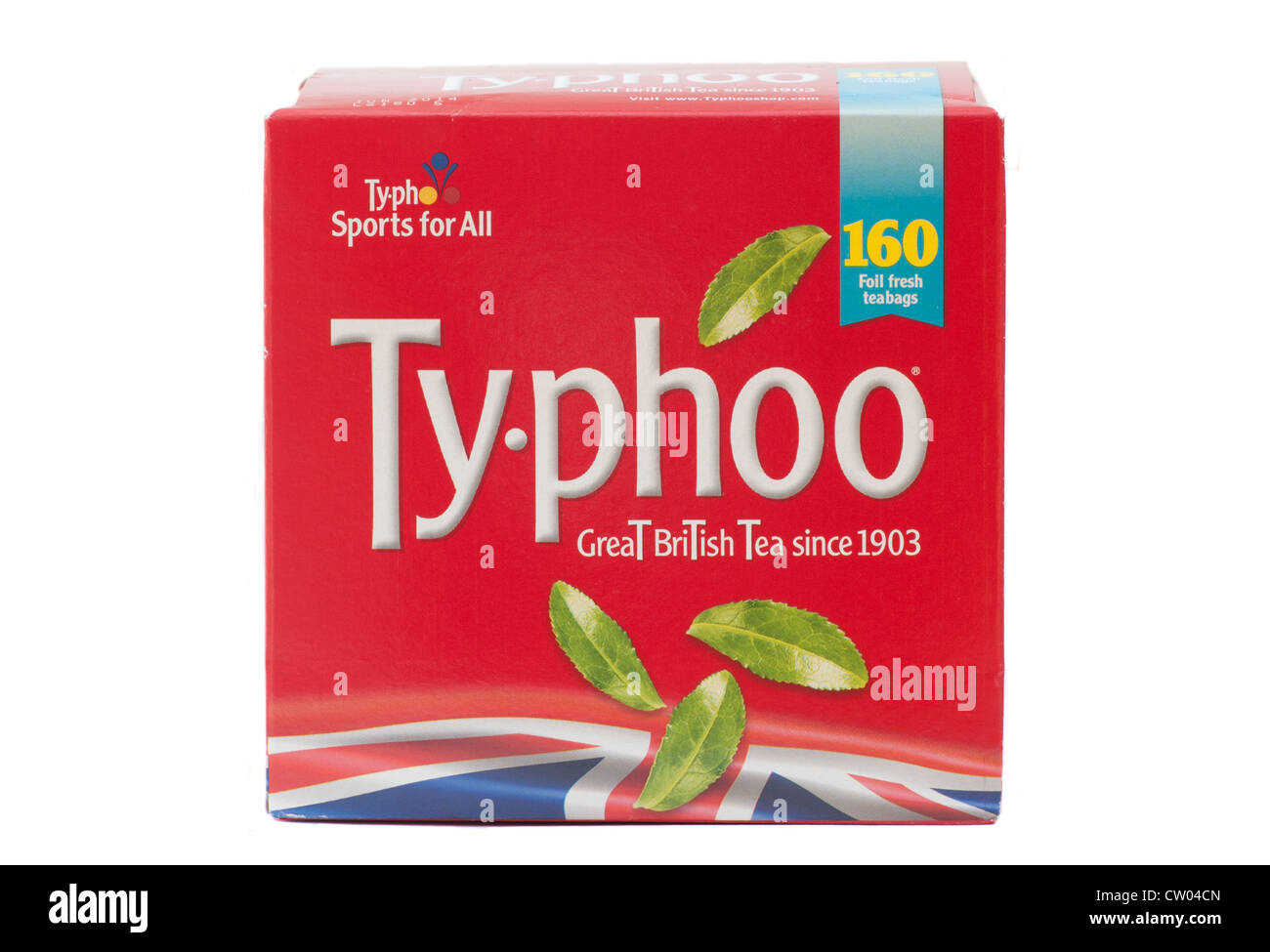 Schachtel mit Typhoo Teebeutel Stockfoto