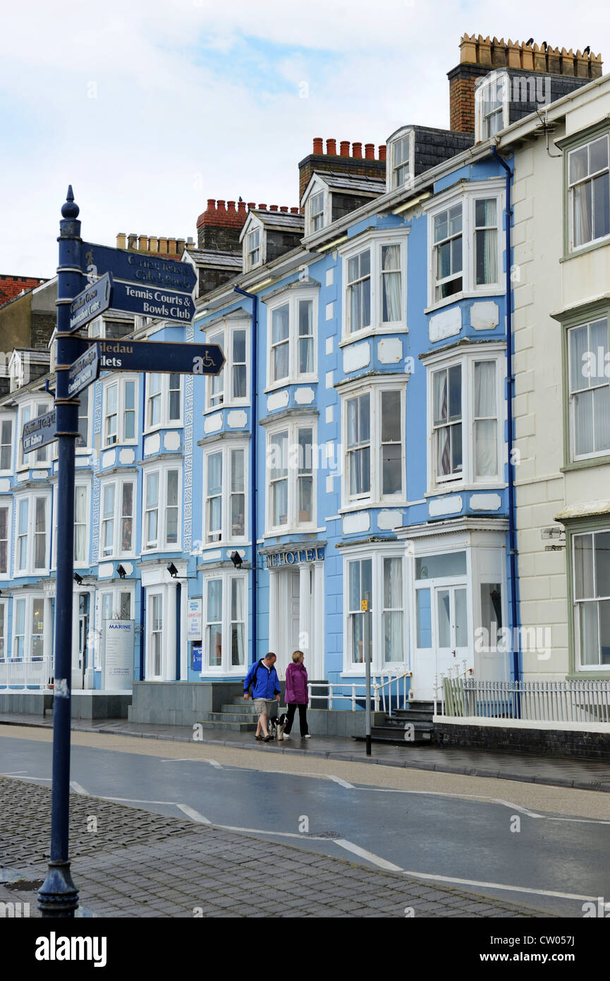 Hotels und Pensionen am Strand von Aberystwyth Wales uk Stockfoto