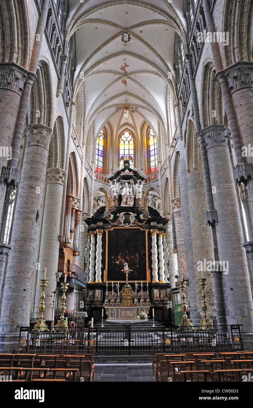 Ghent / Gent, Belgien. Sint Niklaaskerk / St. Nicholas Church. Innenraum. Stockfoto