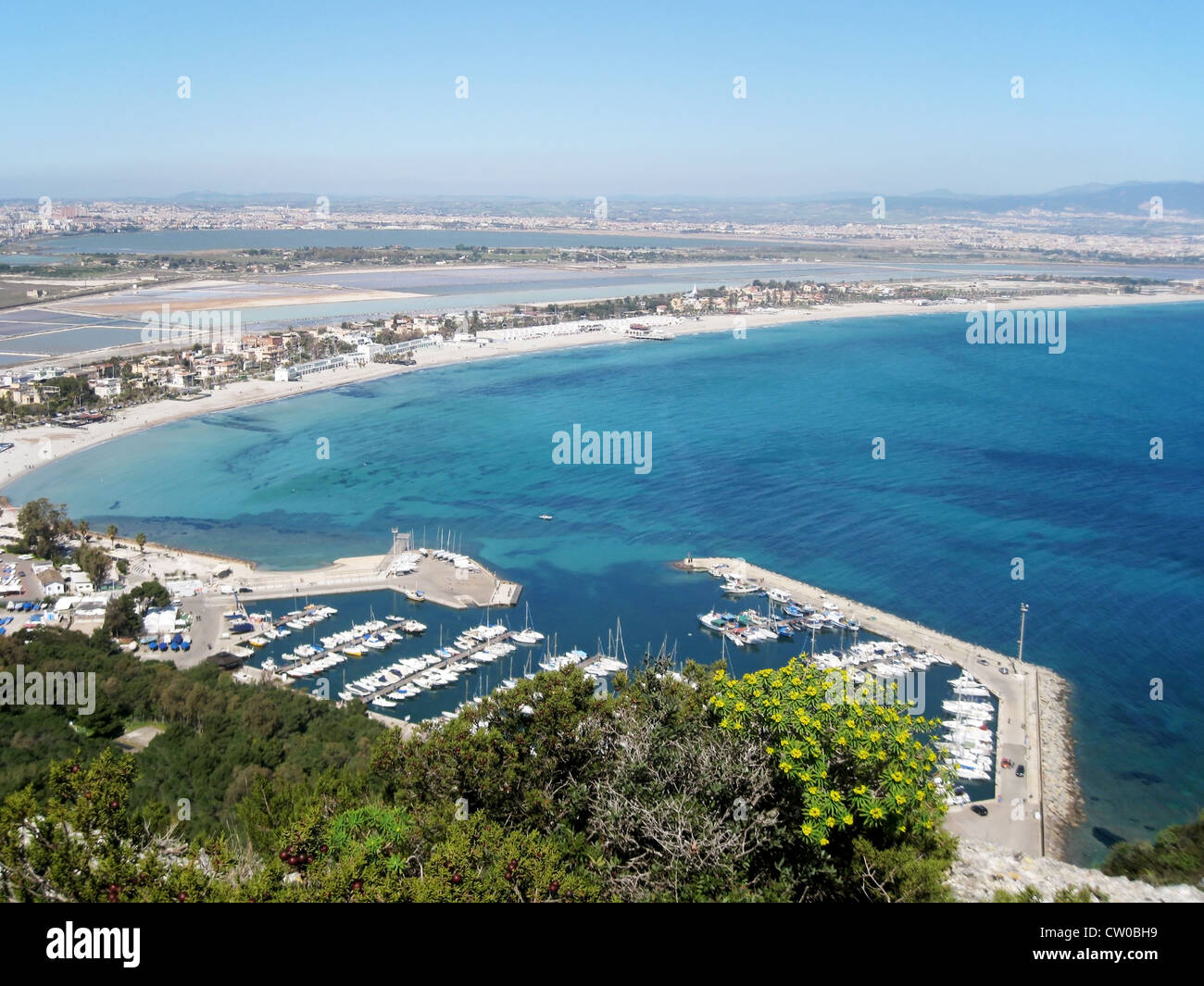 Marina Piccola und Poetto Strand, Cagliari, Sardinien, Italien Stockfoto