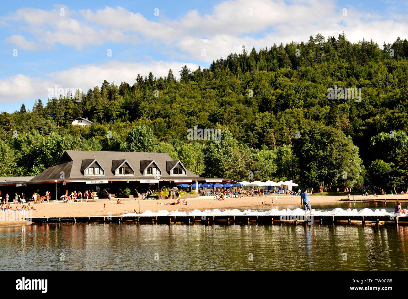 Chambon See im Herzen des Regionalen Parks von volcnoes Auvergne, Puy-de-Dôme, Auvergne, Massif-Central, Frankreich Stockfoto