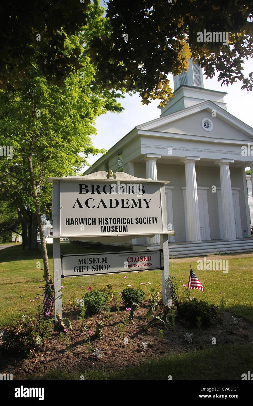 Melden Sie für Brooks Akademie Historical Society Museum, Harwich, Cape Cod, Massachusetts Stockfoto