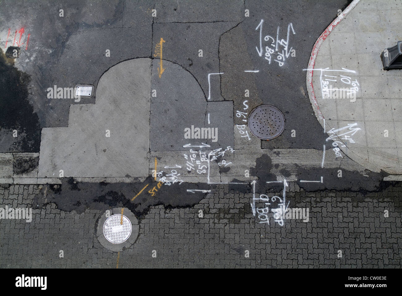 Kennzeichnung für Dienstprogramm Bau Straße. Stockfoto