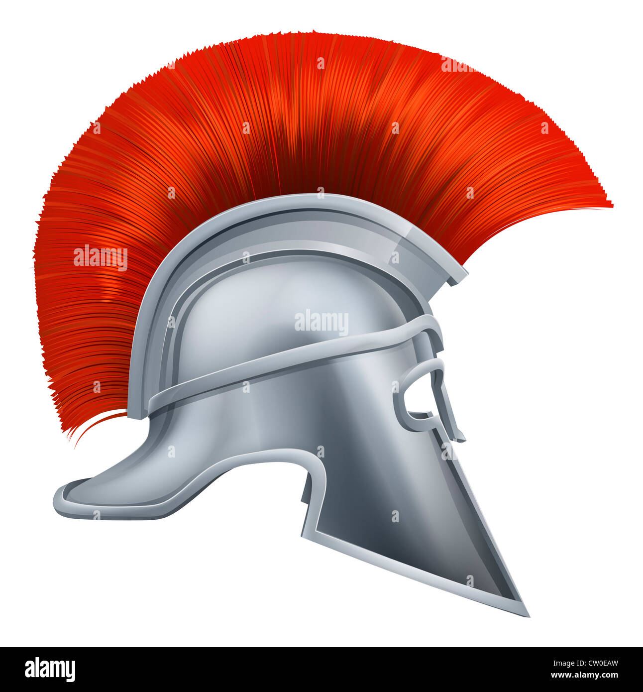 Darstellung der Seite auf Spartan Helm oder Trojan Helm bezeichnet auch einen korinthischen Helm. Versionen, die auch von den Römern verwendet. Stockfoto