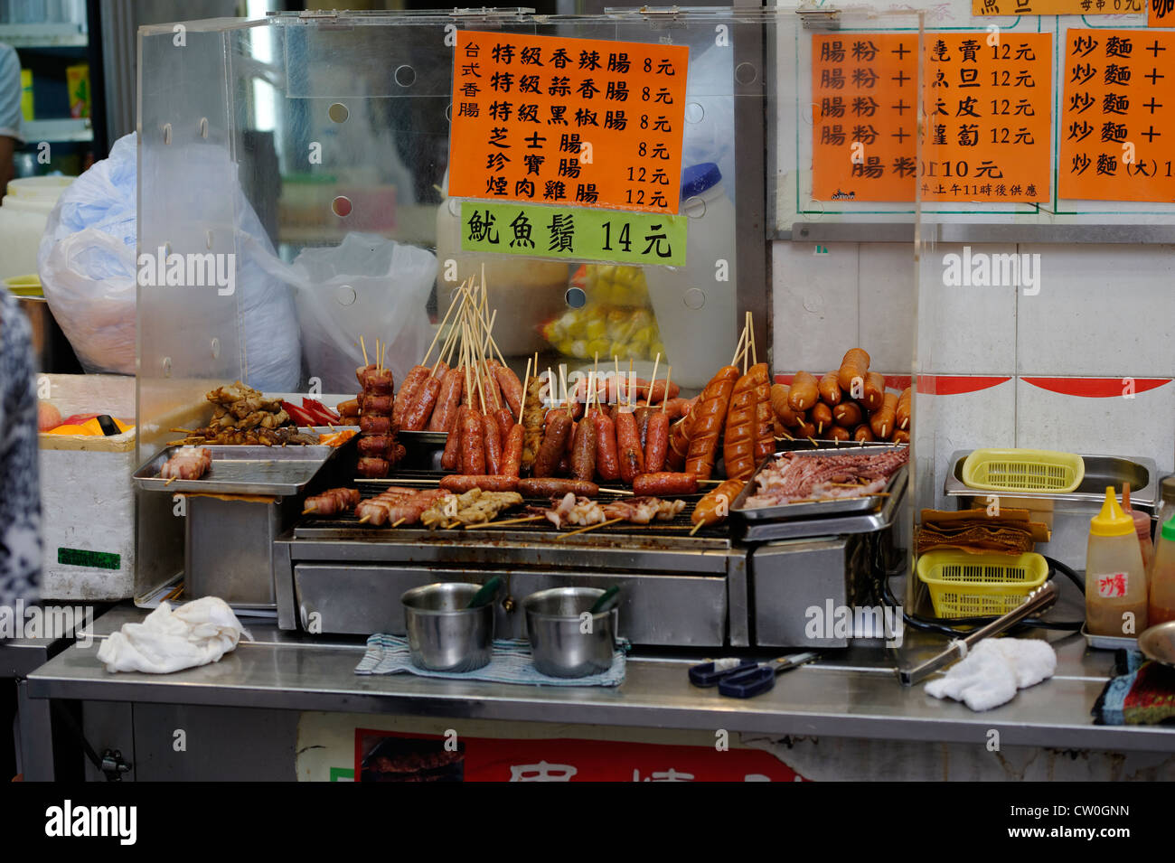 Hawker Stall zu verkaufen chinesische Fastfood in wan Chai, Hong Kong Stockfoto