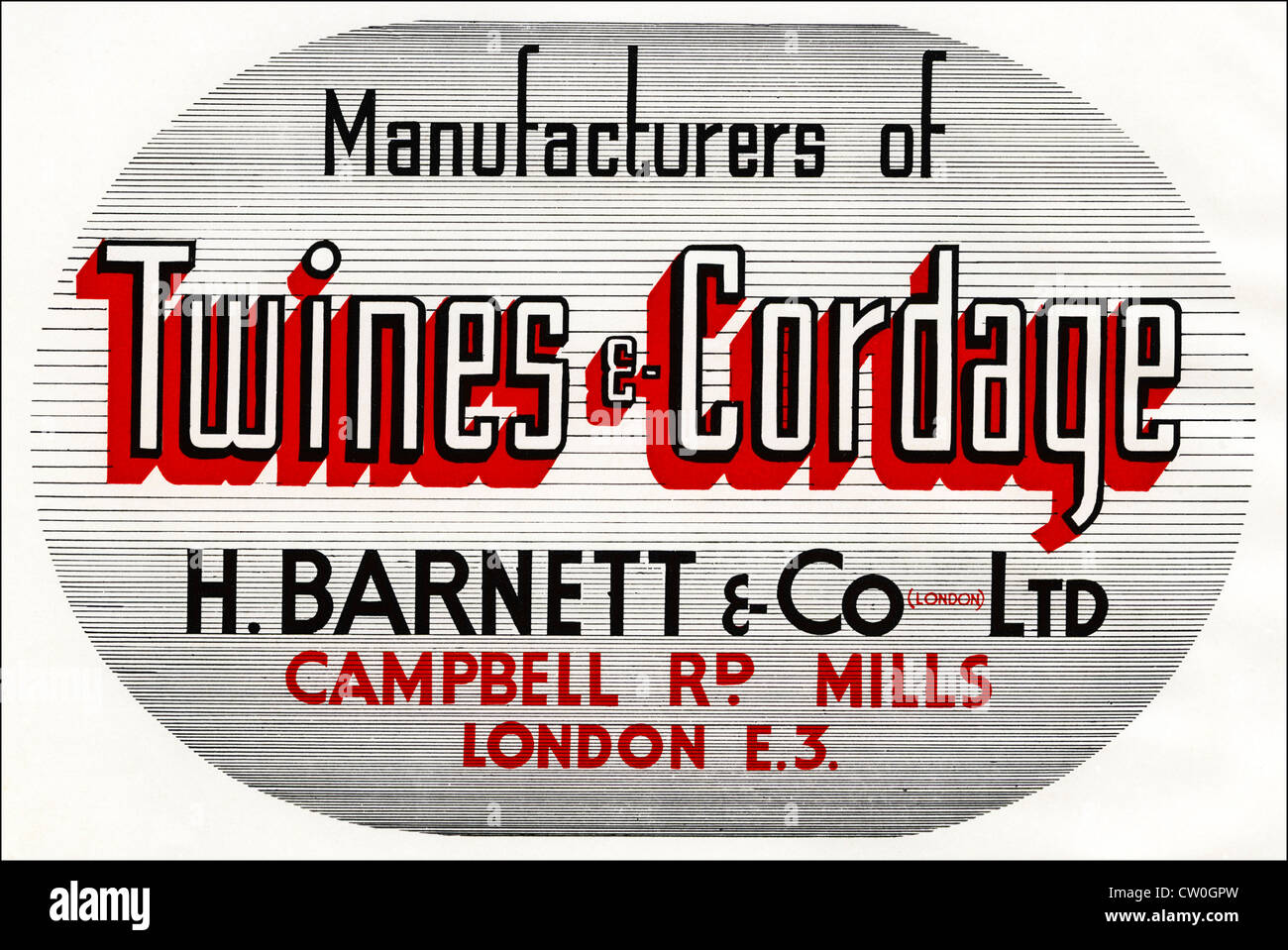 Vintage print Werbung aus Textil Hersteller Jahrbuch ca. 1948 Werbung H. BARNETT & CO LTD OF LONDON Hersteller von Garne & Tauwerk Stockfoto