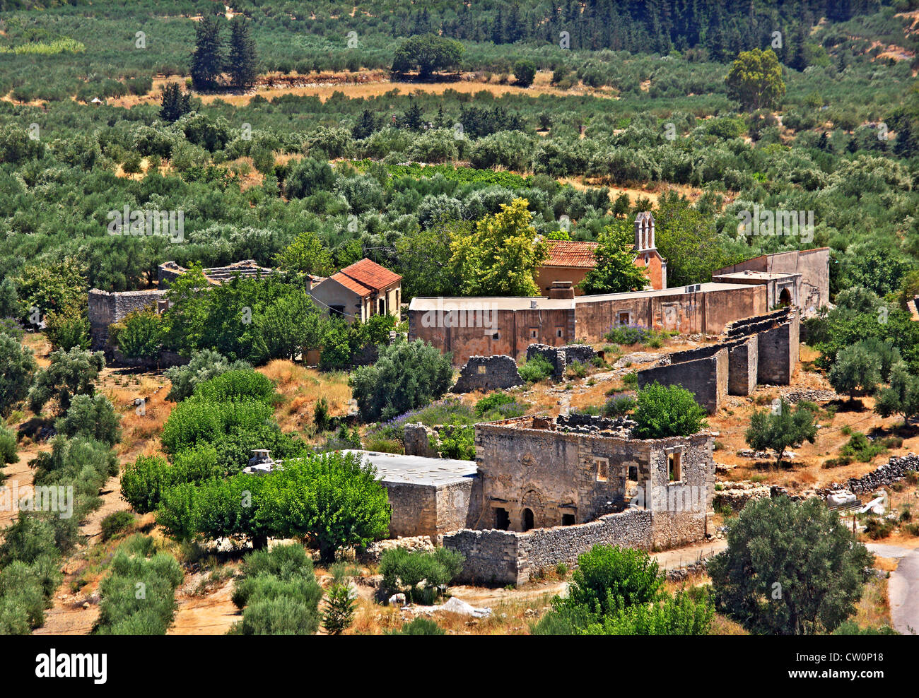 Agios Georgios (Heiliger Georg) Kloster, Karidi, Apokoronas, Chania, Kreta, Griechenland. Stockfoto