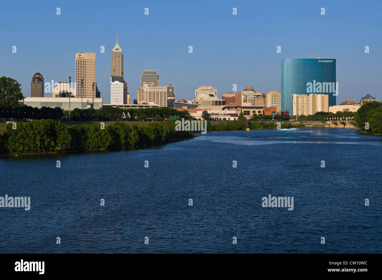 Indianapolis Indiana Skyline vom White River State Park Stockfotografie