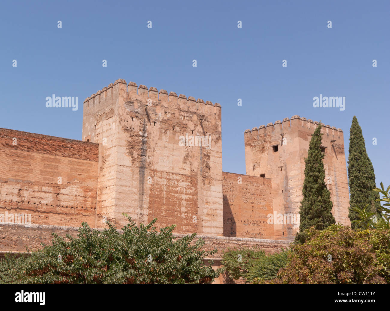 Umgebenden Mauern der Alcazaba, in Granada Stockfoto