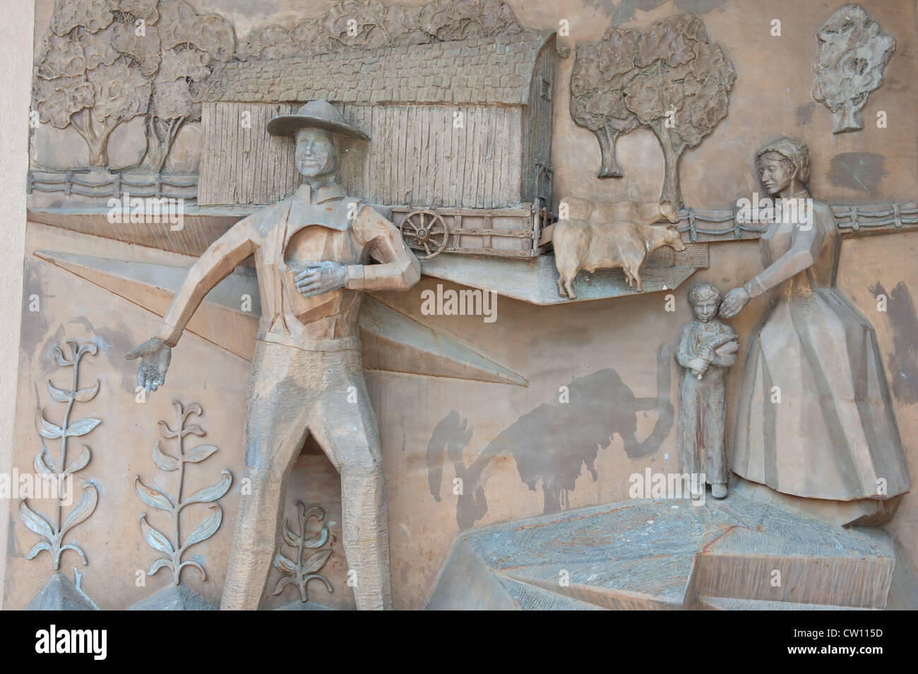 Bauern-Nationaldenkmal in Kansas bildhauerischen relief Stockfoto