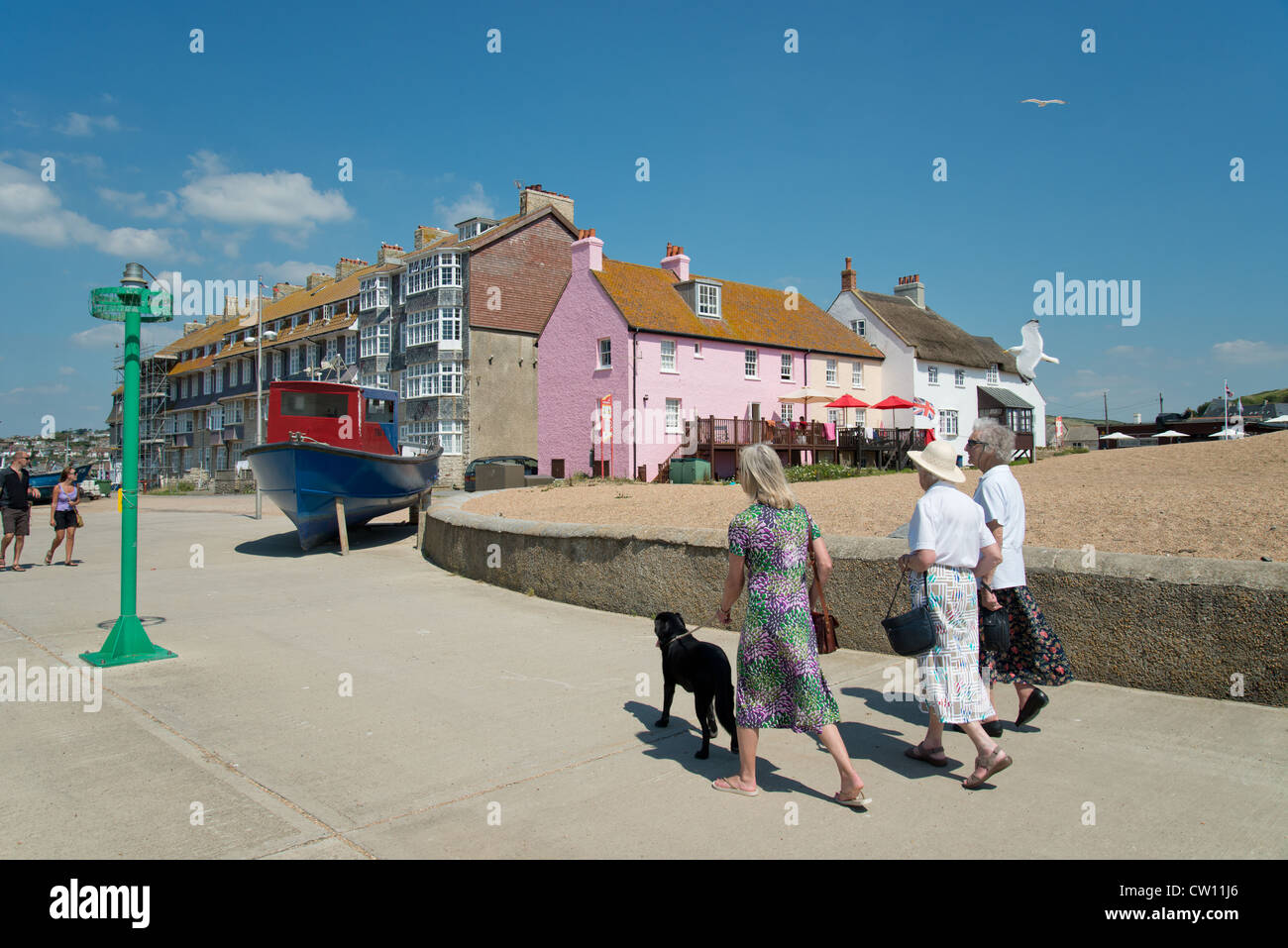 Direkt am Meer Promenade, West Bay, Dorset, England, Vereinigtes Königreich Stockfoto