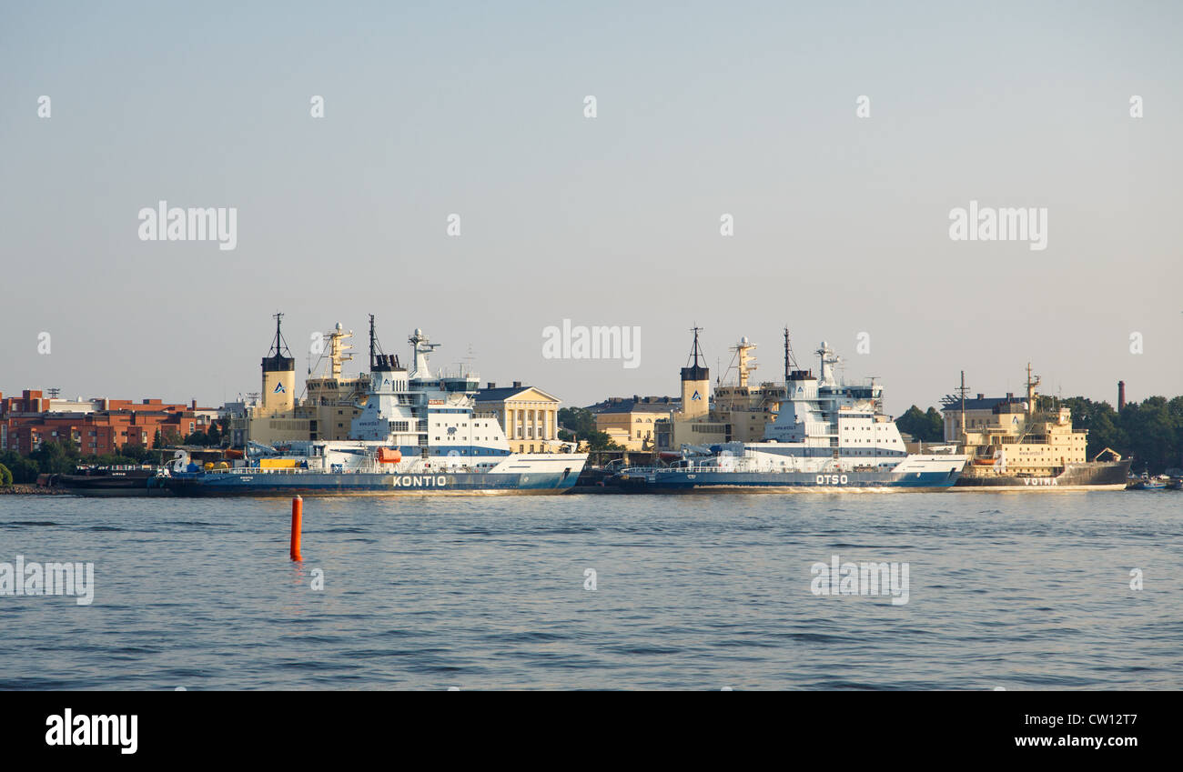 Eisbrecher vertäut in Helsinki, Finnland. Stockfoto