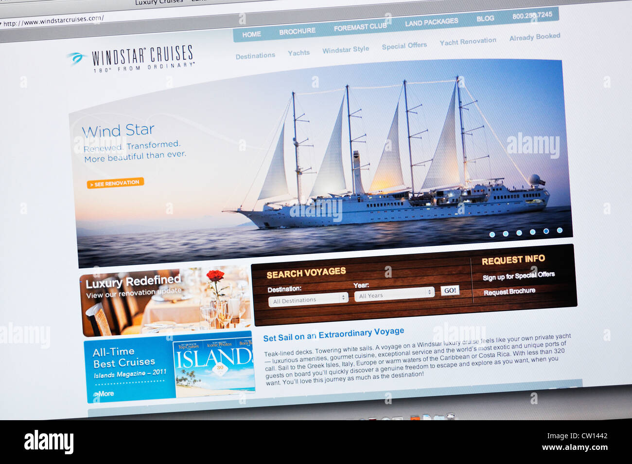 Windstar Cruise Webseite Stockfoto