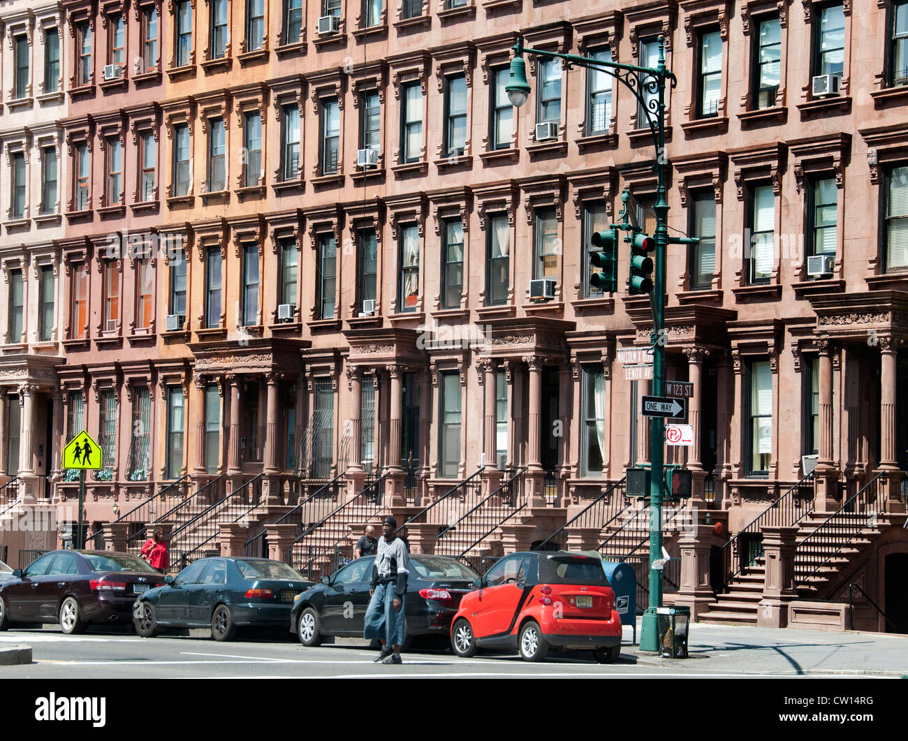 Malcolm X Boulevard Lenox Avenue in Harlem New York-Manhattan-USA Stockfoto