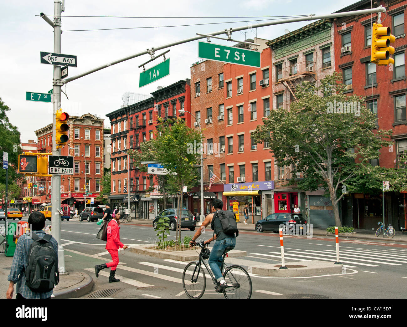 East Village 1st Avenue in Manhattan New York City, Vereinigte Staaten von Amerika Stockfoto