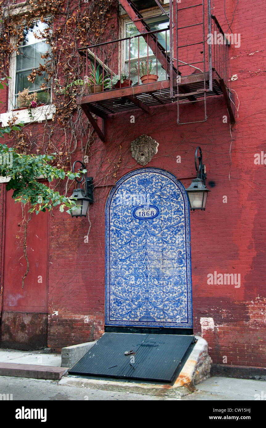 Azuleos blaue Fliesen Soho Westdorf Manhattan New York City Vereinigte Staaten von Amerika Stockfoto