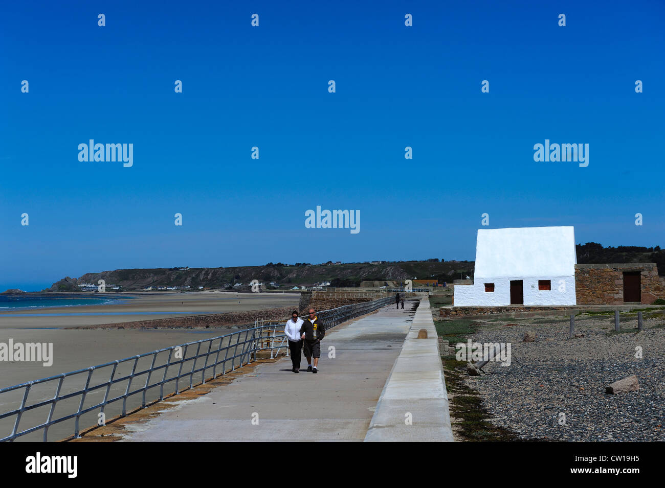 Ferienhaus La Caumine À Mary beste = Le Don Hilton, St. Quen Bay, Insel Jersey, Kanalinseln Stockfoto