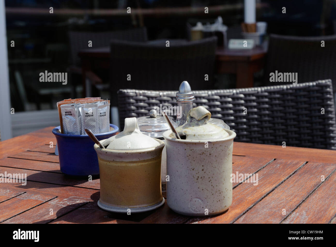 Café große Vern es, St. Quen Bay, Insel Jersey, Kanalinseln Stockfoto