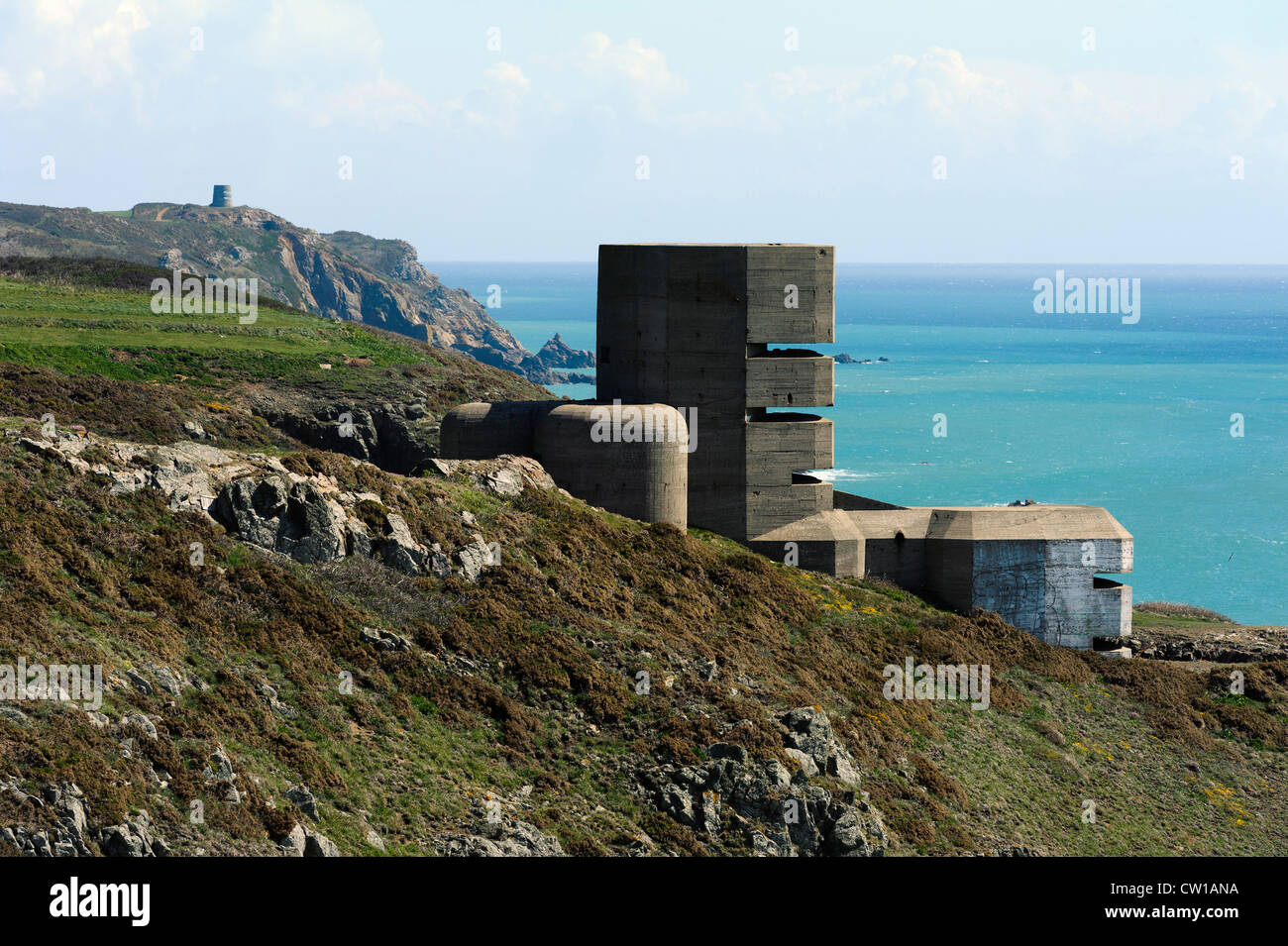 Deutsche Bunker am Kap Pleinmont, Insel Guernsey, Channel Islands Stockfoto