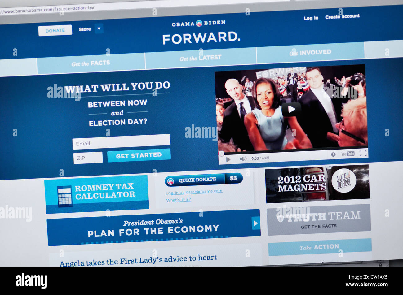 Barack Obama-Webseite Stockfoto