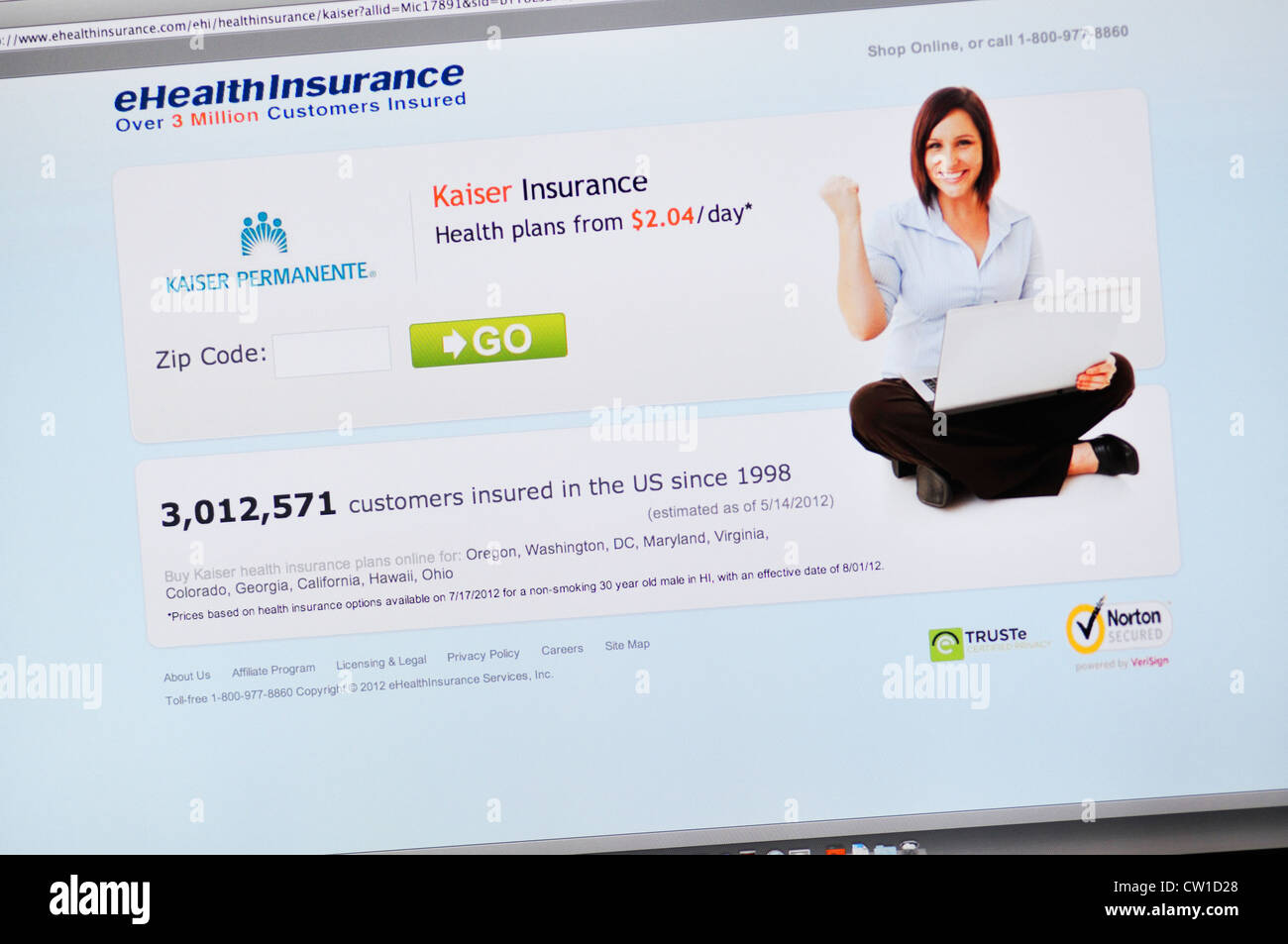 E-Health insurance website Stockfoto