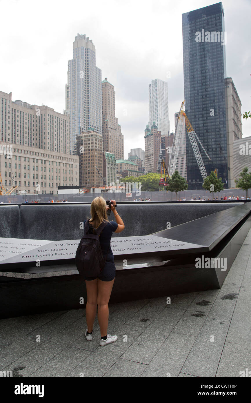 New York, NY - die 9/11 Memorial zum Gedenken an den 11. September 2001-Anschlägen auf das World Trade Center und das Pentagon. Stockfoto