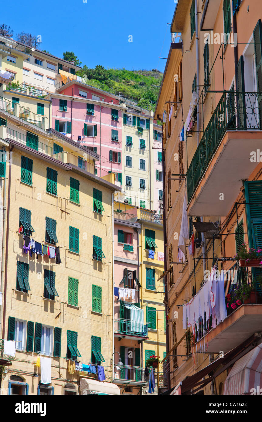 Bunte Gebäude in Cinqueterre Stockfoto