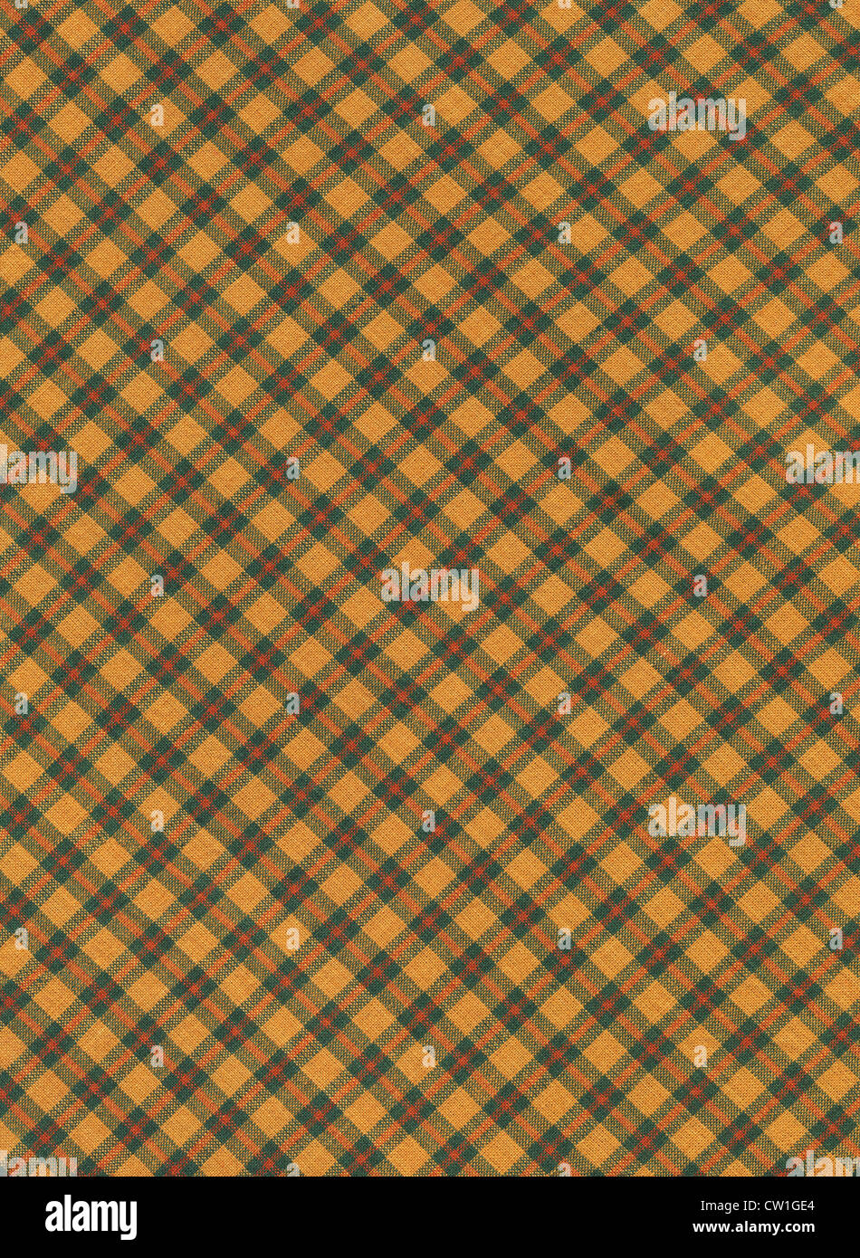 Braune und grüne diagonal Karo Gingham Textile Gewebe Hintergrund. Stockfoto