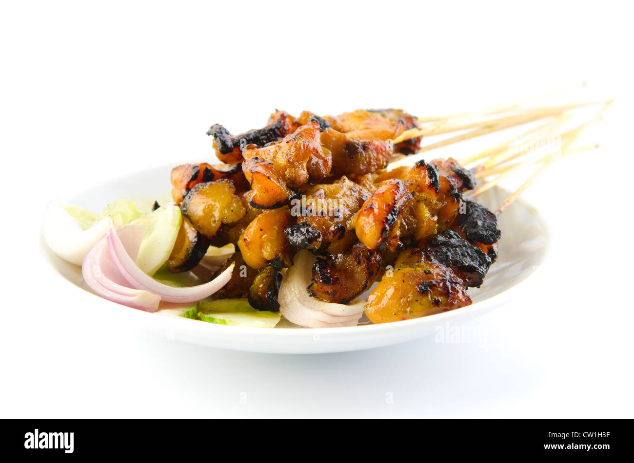 Köstliche Satay Huhn am Spieß Stockfoto