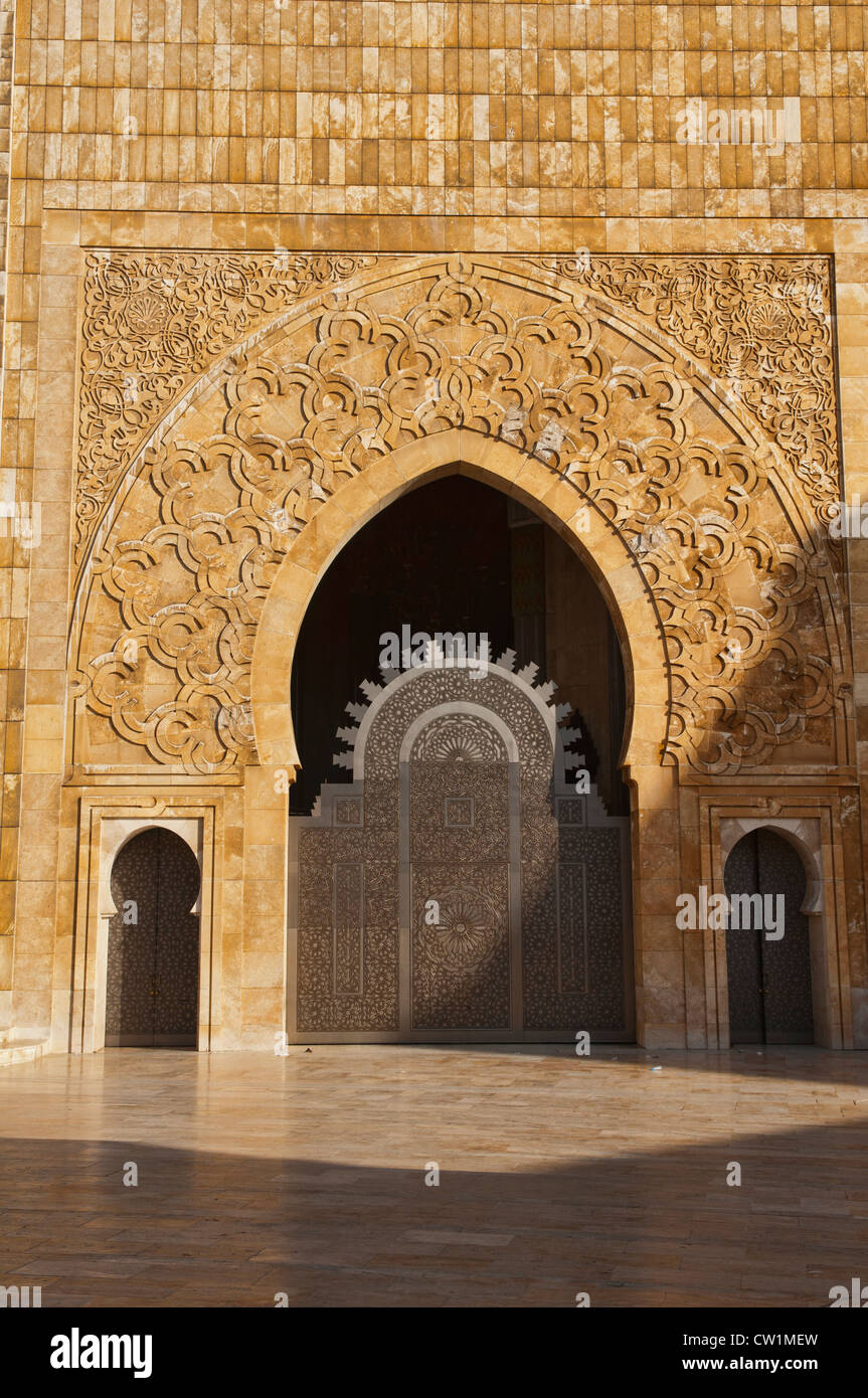 schönes Design und Detail auf erstaunliche Hassan II Moschee in Casablanca, Marokko Stockfoto