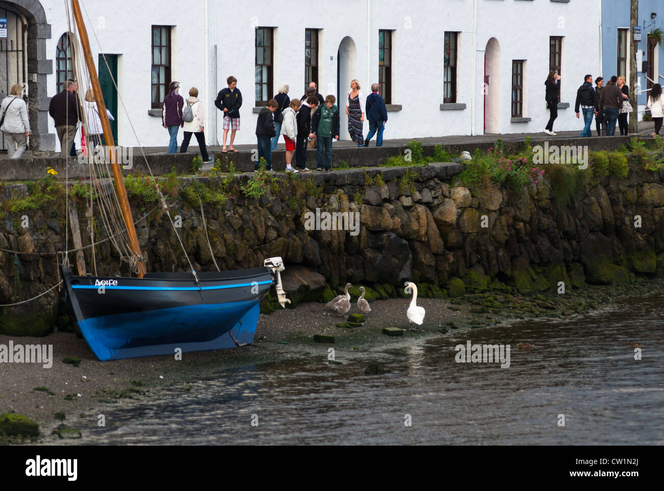 Die langen Spaziergang am Ufer des Flusses Corrib, die Stadt Galway, County Galway, Irland. Stockfoto