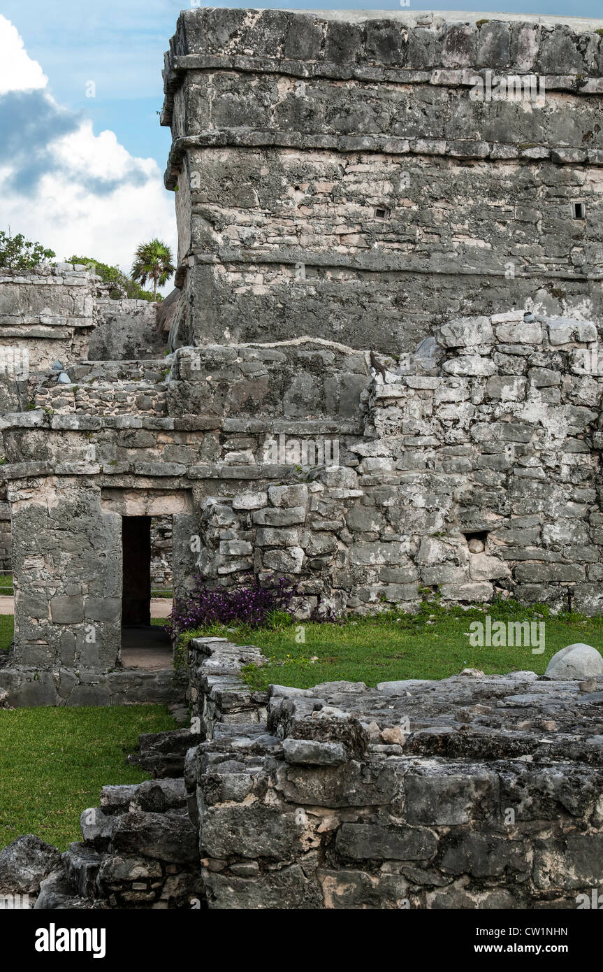 Ausgrabungsstätte Tulum Maya, Tulum, Riviera Maya, Quintana Roo, Mexiko. Stockfoto