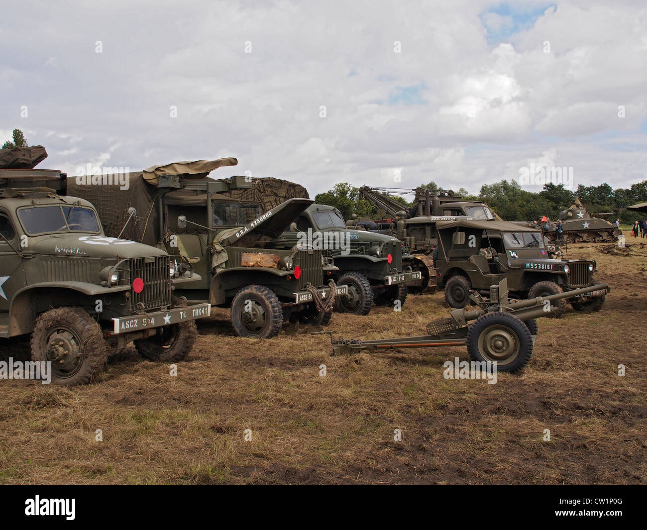 Amerikanische Militärfahrzeuge aufgereiht in Essex und Londons Premier Militärfahrzeug zeigen. Stockfoto