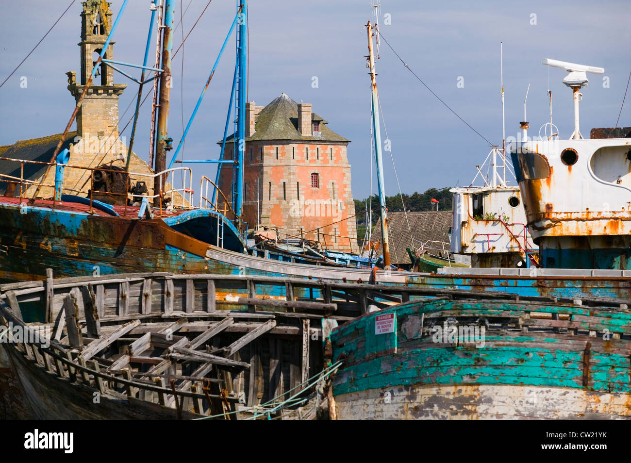 Schiffswrack in Camaret Sur Mer, Bretagne, Frankreich Stockfoto