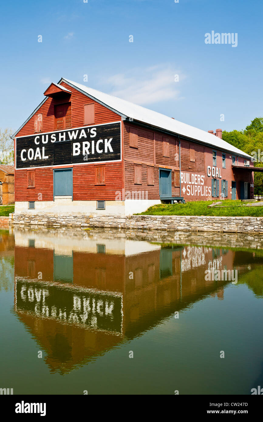 Alte Cushwa Lager, Chesapeake and Ohio Canal nationaler historischer Park Visitor Centre, Williamsport, Maryland Stockfoto