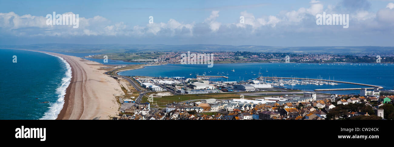 Weymouth und Chesil Beach panorama Stockfoto