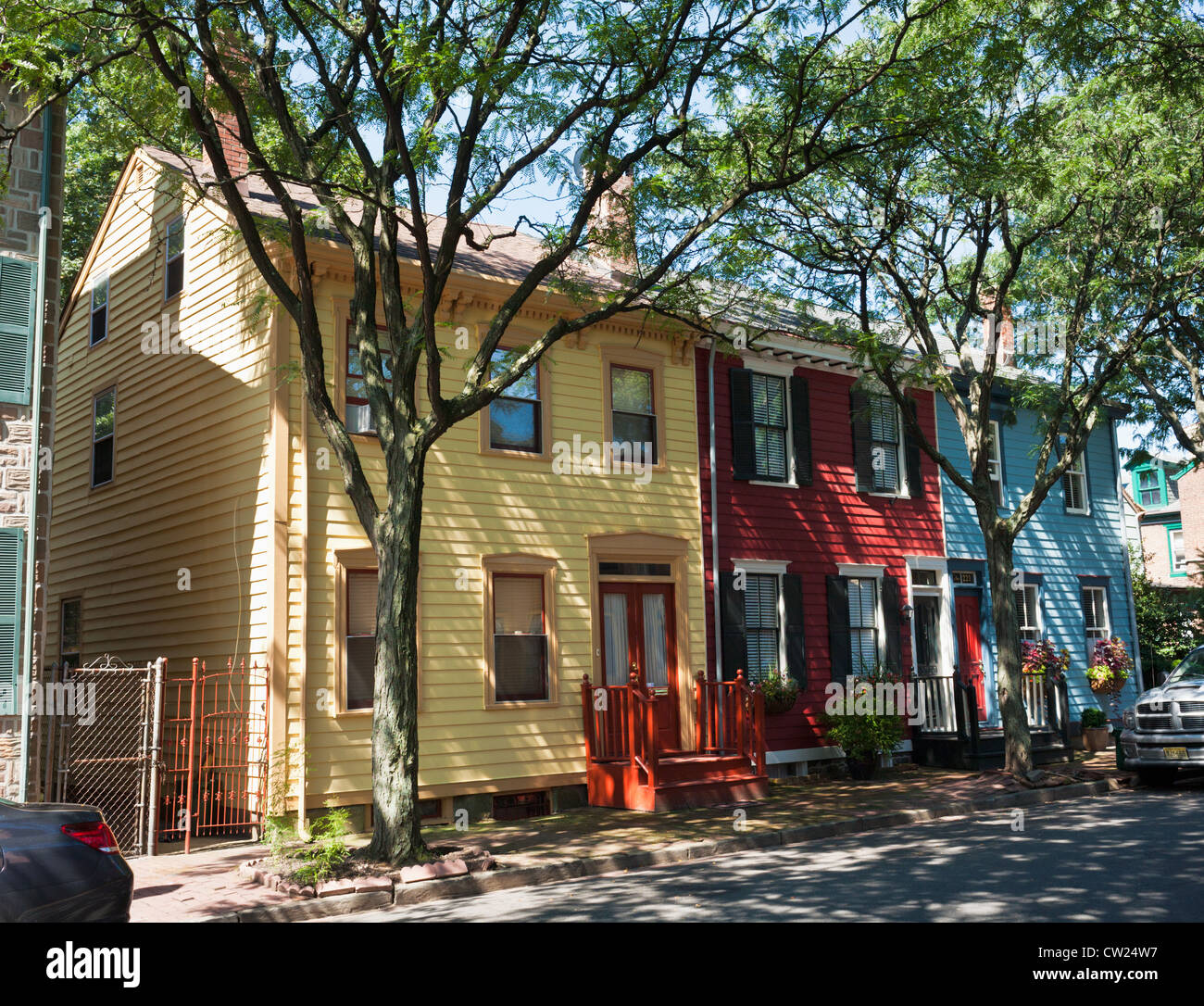 Bunte Häuser, Mill Hill Viertel von Trenton, New Jersey Stockfoto