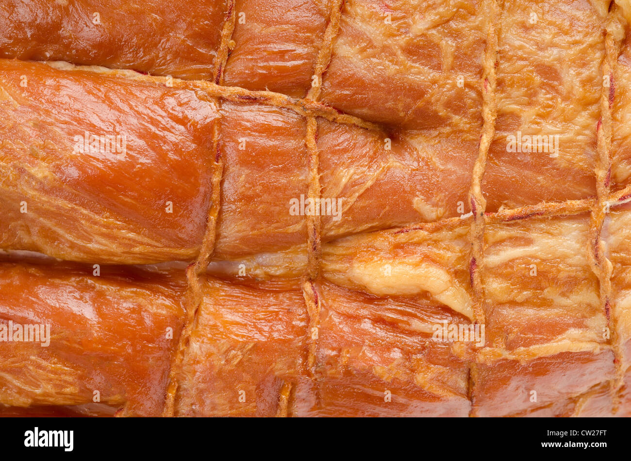 Geräucherter Speck ein Stück Fleisch. Essen-Hintergrund Stockfoto