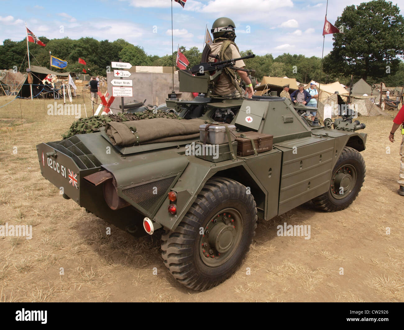 Der Daimler Ferret Mk1 Liaison ist ein britisches gepanzertes Aufklärungsfahrzeug, das für den militärischen Einsatz während des Kalten Krieges entwickelt wurde und für seine Mobilität und Vielseitigkeit bekannt ist. Stockfoto