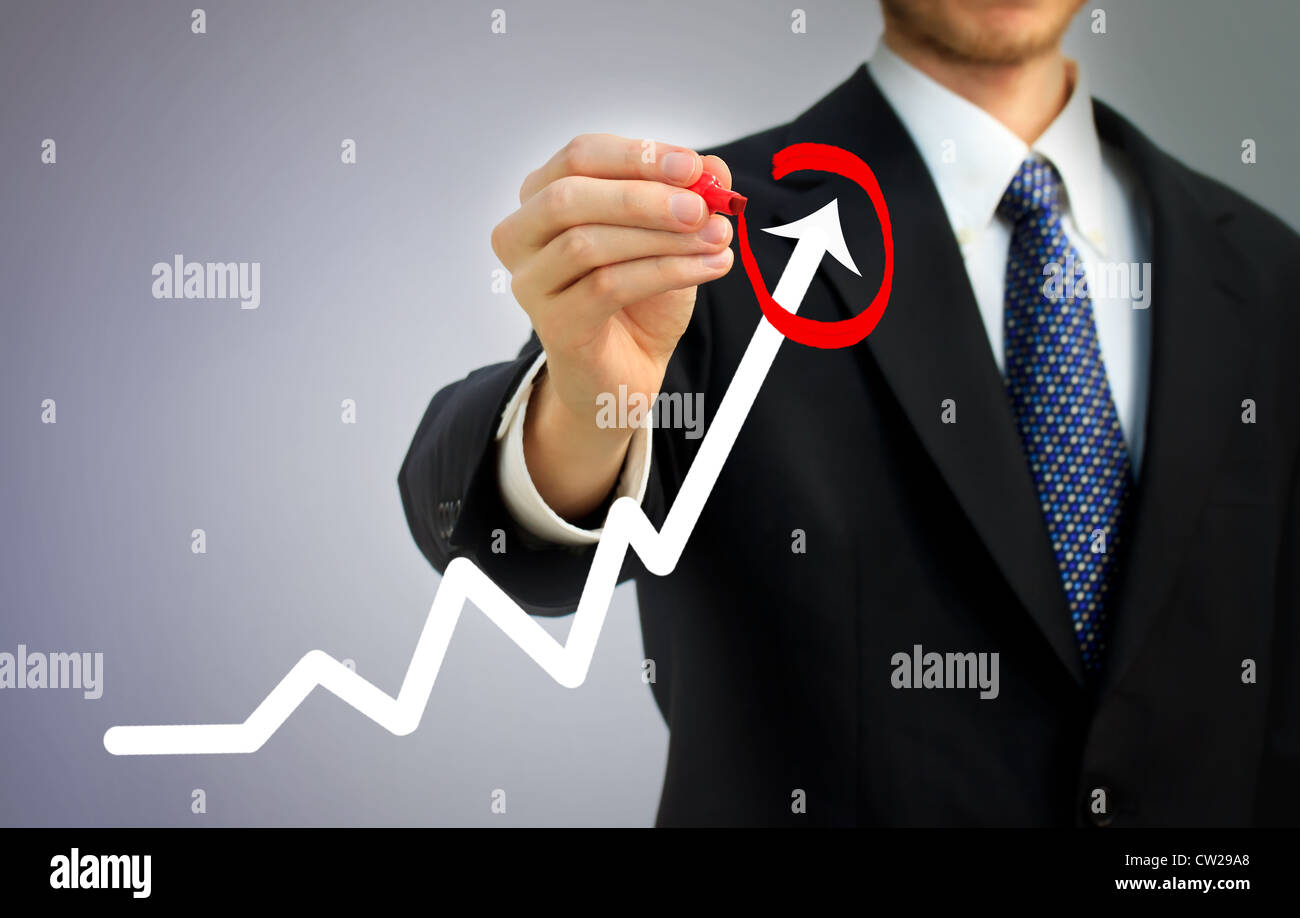 Business-Mann Kreisen Graph Zuwachs Stockfoto