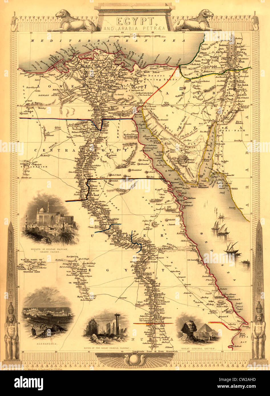 Ägypten und Arabien Petraea Karte - Petræa ca. 1851 Stockfoto