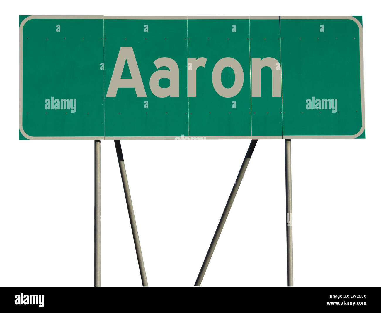 Grüne Verkehrszeichen mit weißem Hintergrund isoliert. Stockfoto