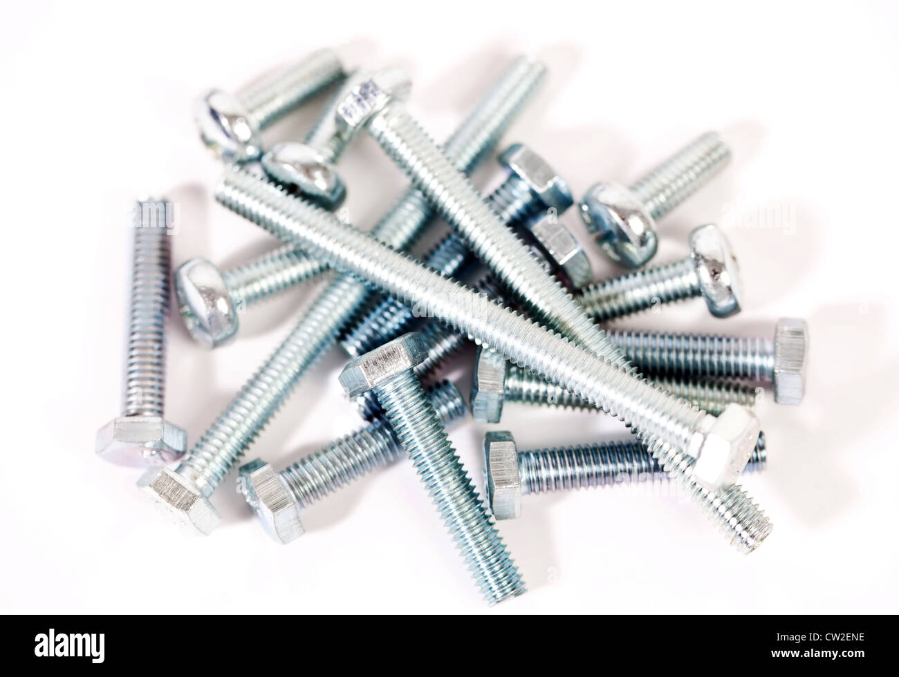 Bolzen und anwendet auf weißem Hintergrund Stockfoto